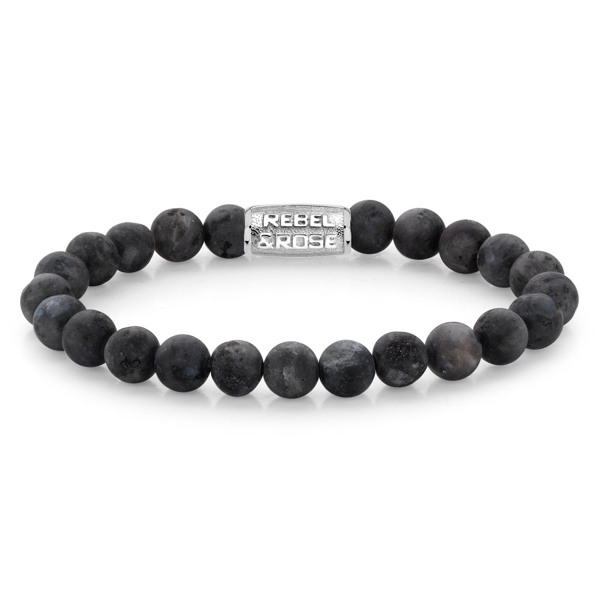 Rebel & Rose Matt Grey Seduction armband 8 mm - grijs en zwart