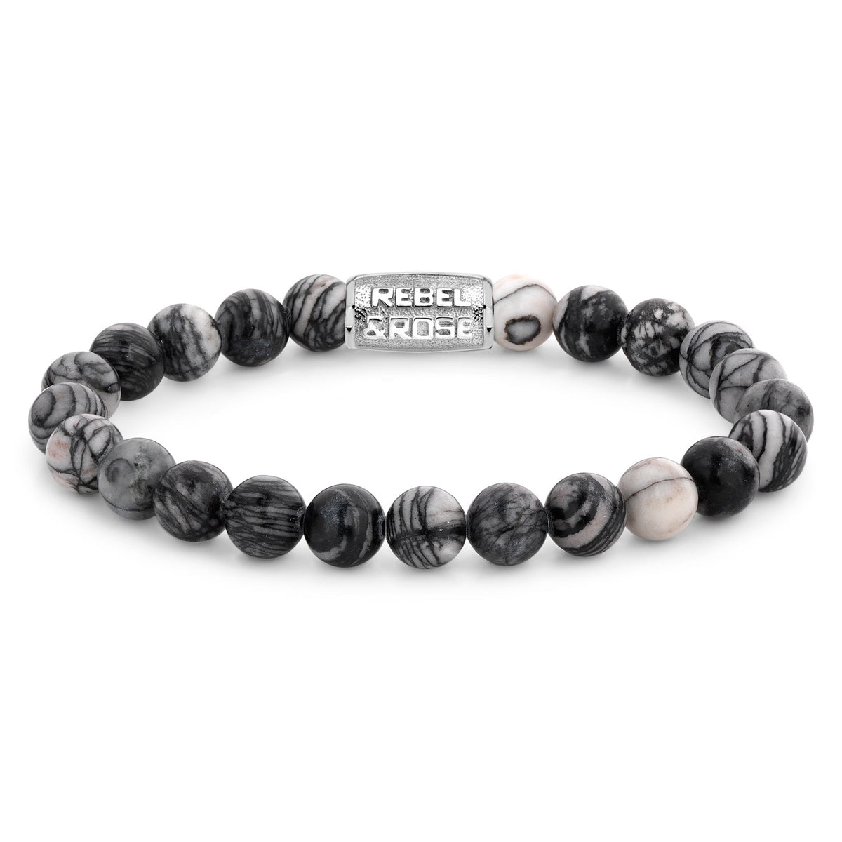 Rebel & Rose Black Wolf armband 8 mm - zwart