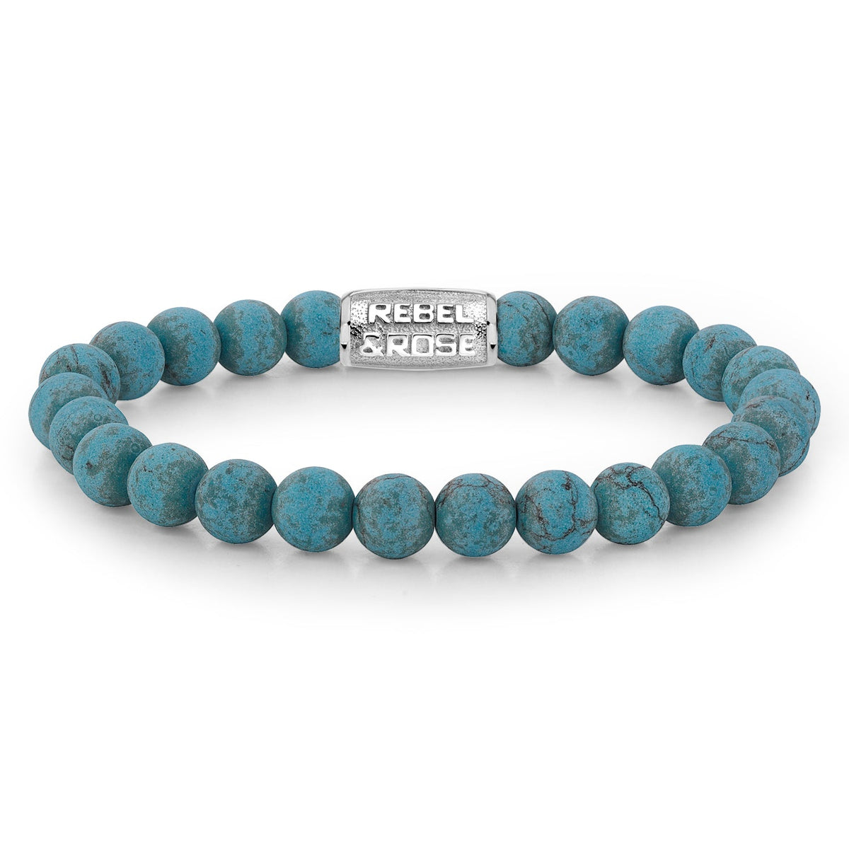 Rebel & Rose Matt Turquoise Delight armband 8 mm - blauw