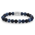 Rebel & Rose Blue Rocks armband 8 mm - blauw en zwart