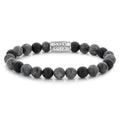 Rebel & Rose Grey Rocks armband 8 mm - grijs en zwart