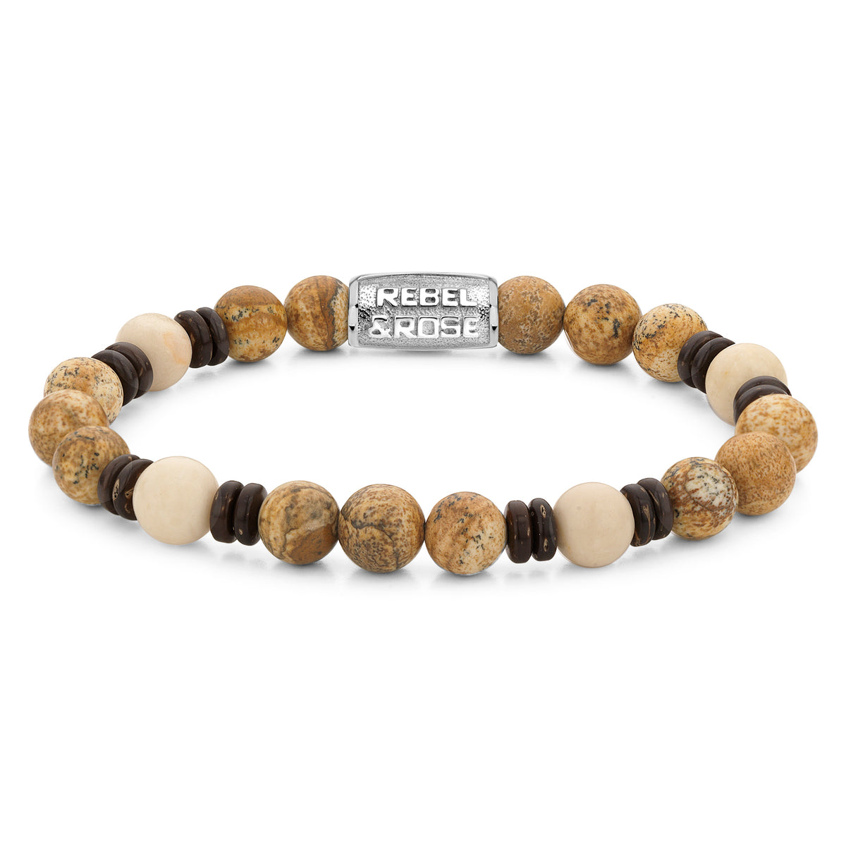 Rebel & Rose Variations Woodstock armband 8 mm - bruin