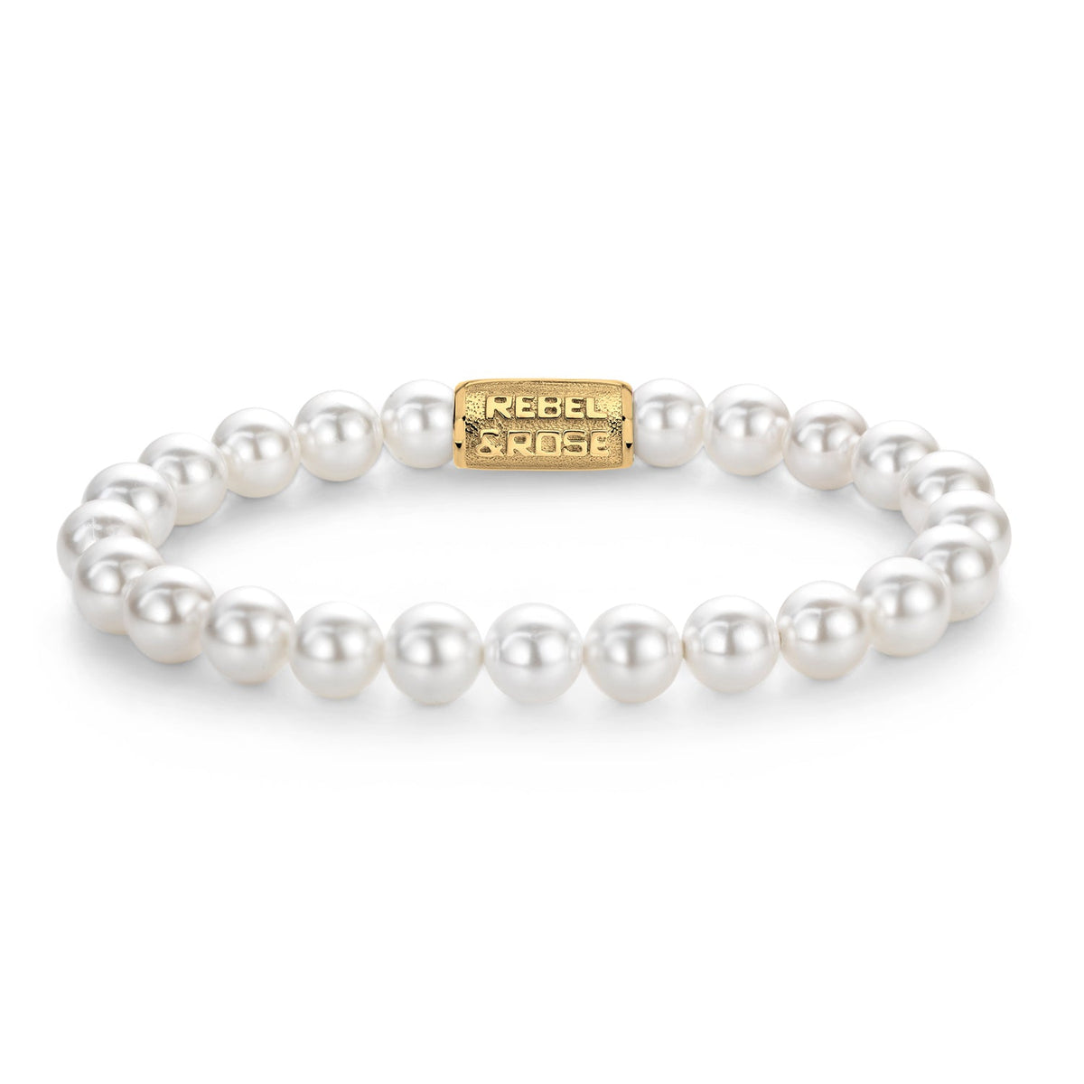 Rebel & Rose Pearl Gem gold-coloured armband 8 mm - wit