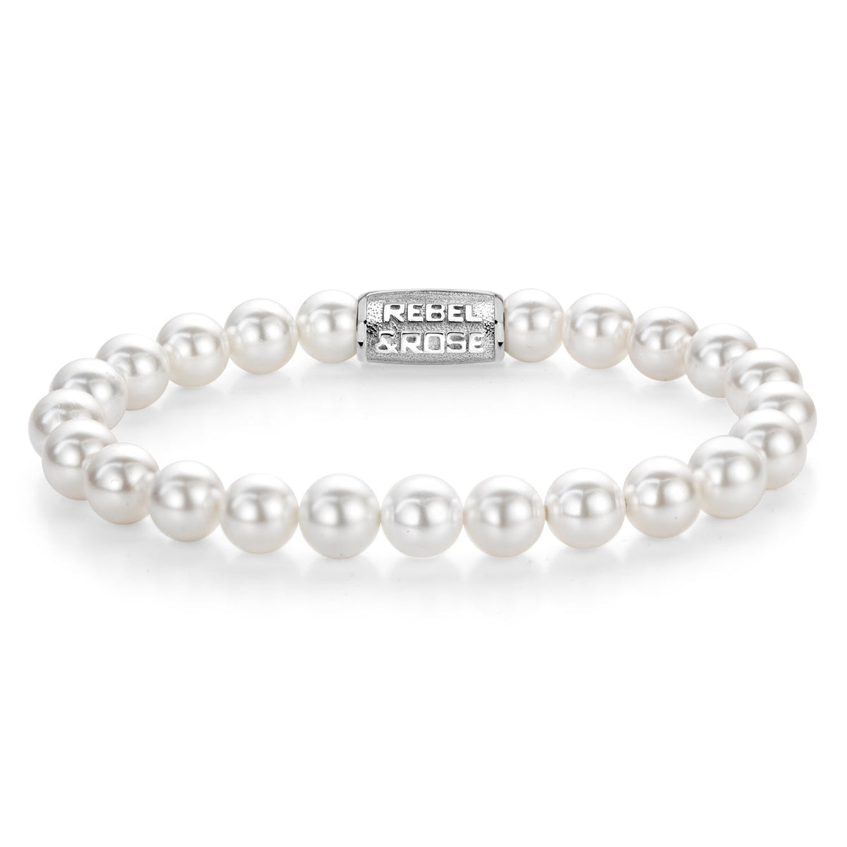 Rebel & Rose Pearl Gem silver-coloured armband 8 mm - wit