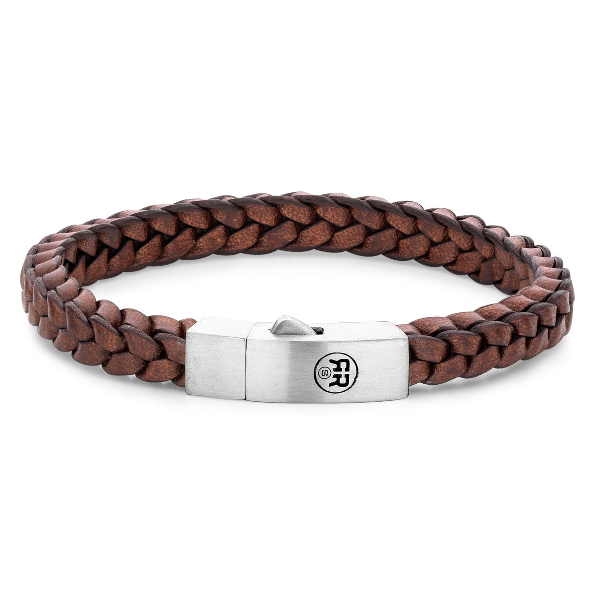 Rebel & Rose Braided Square 925 Earth leren armband - bruin