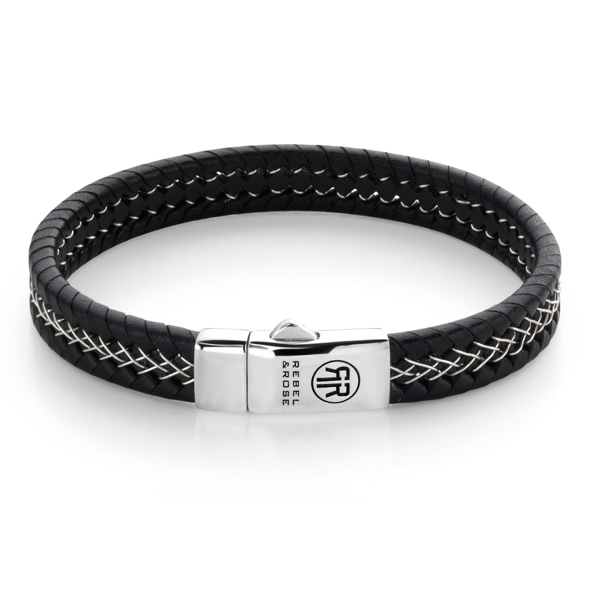 Rebel & Rose Wired Black leren armband