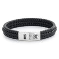 Rebel & Rose Twisted 925 Black leren armband - zwart