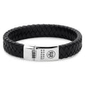 Rebel & Rose Braided Flat 925 Black leren armband - zwart