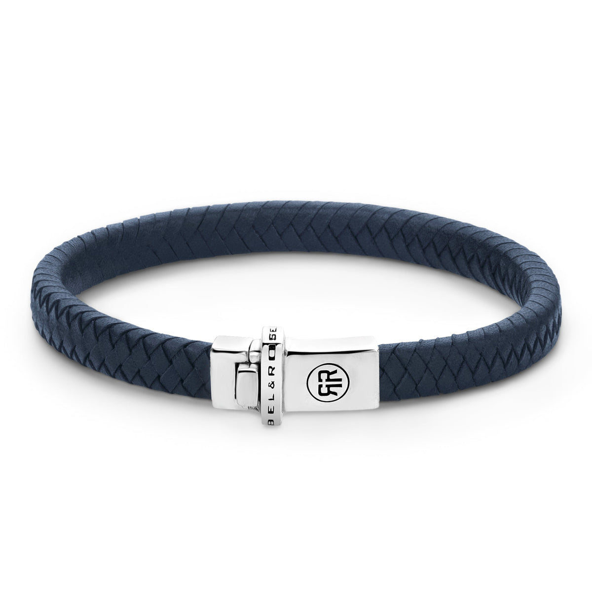 Rebel & Rose Small Braided Navy leren armband - blauw