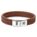 Rebel & Rose Braided Flat 925 Cognac leren armband - bruin