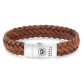 Rebel & Rose Braided Raw Matt Cognac leren armband - bruin