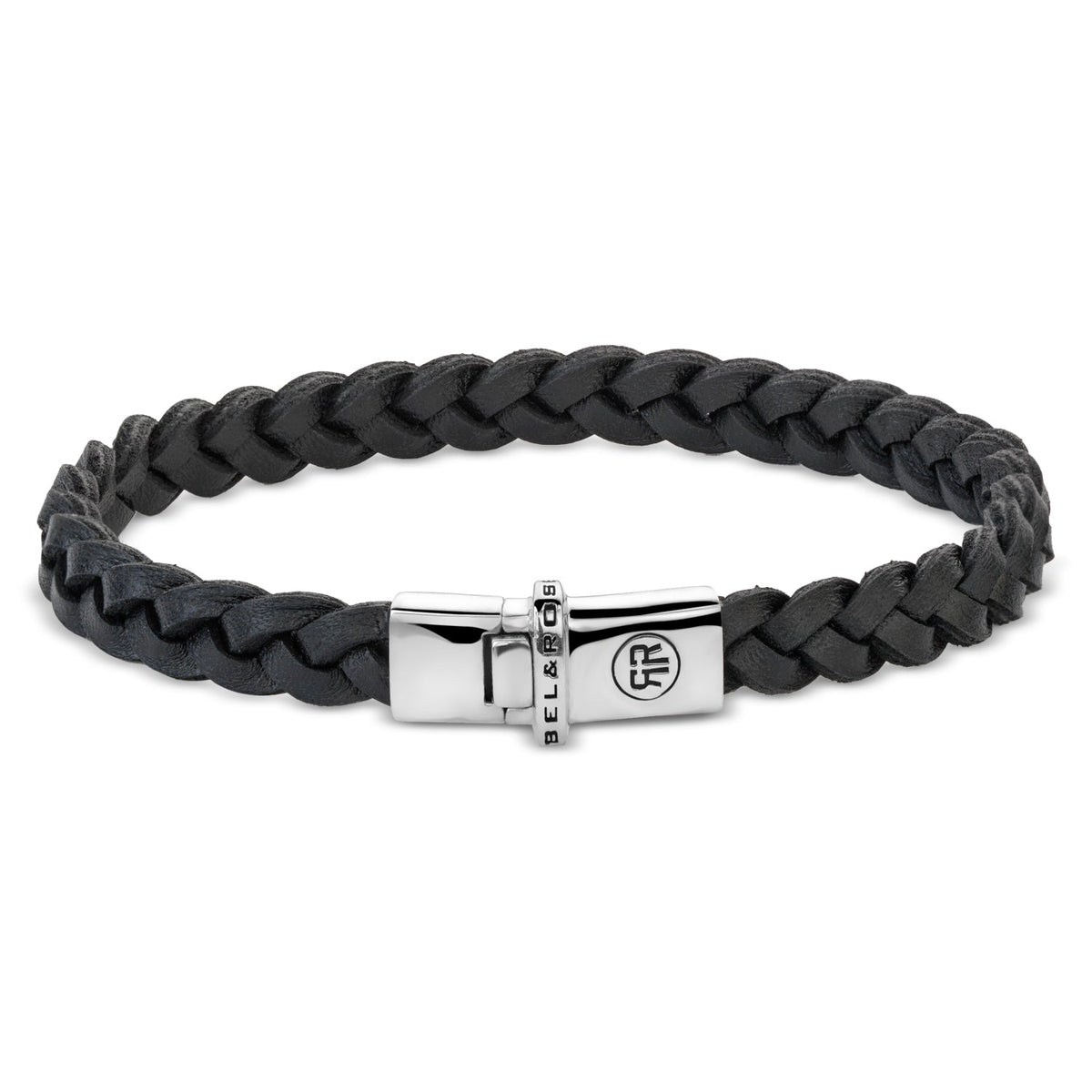 Rebel & Rose Small Braided Raw Black leren armband - zwart