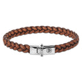 Rebel & Rose Small Braided Raw Cognac leren armband - bruin