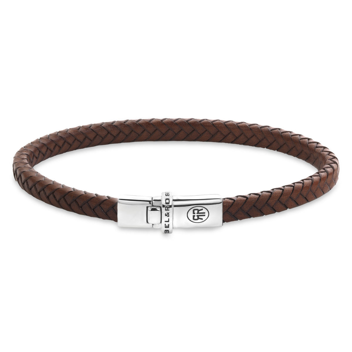 Rebel & Rose Xtra Small Braided Cognac leren armband - bruin