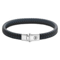 Rebel & Rose Small Braided Black&Blue leren armband - zwart