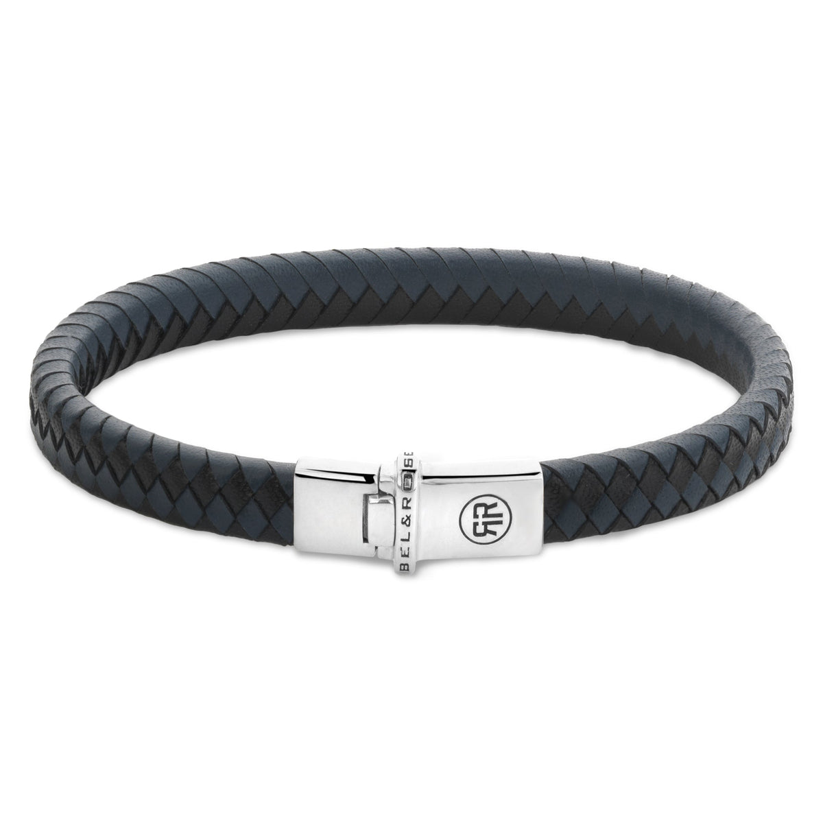 Rebel & Rose Small Braided Black&Blue leren armband - zwart