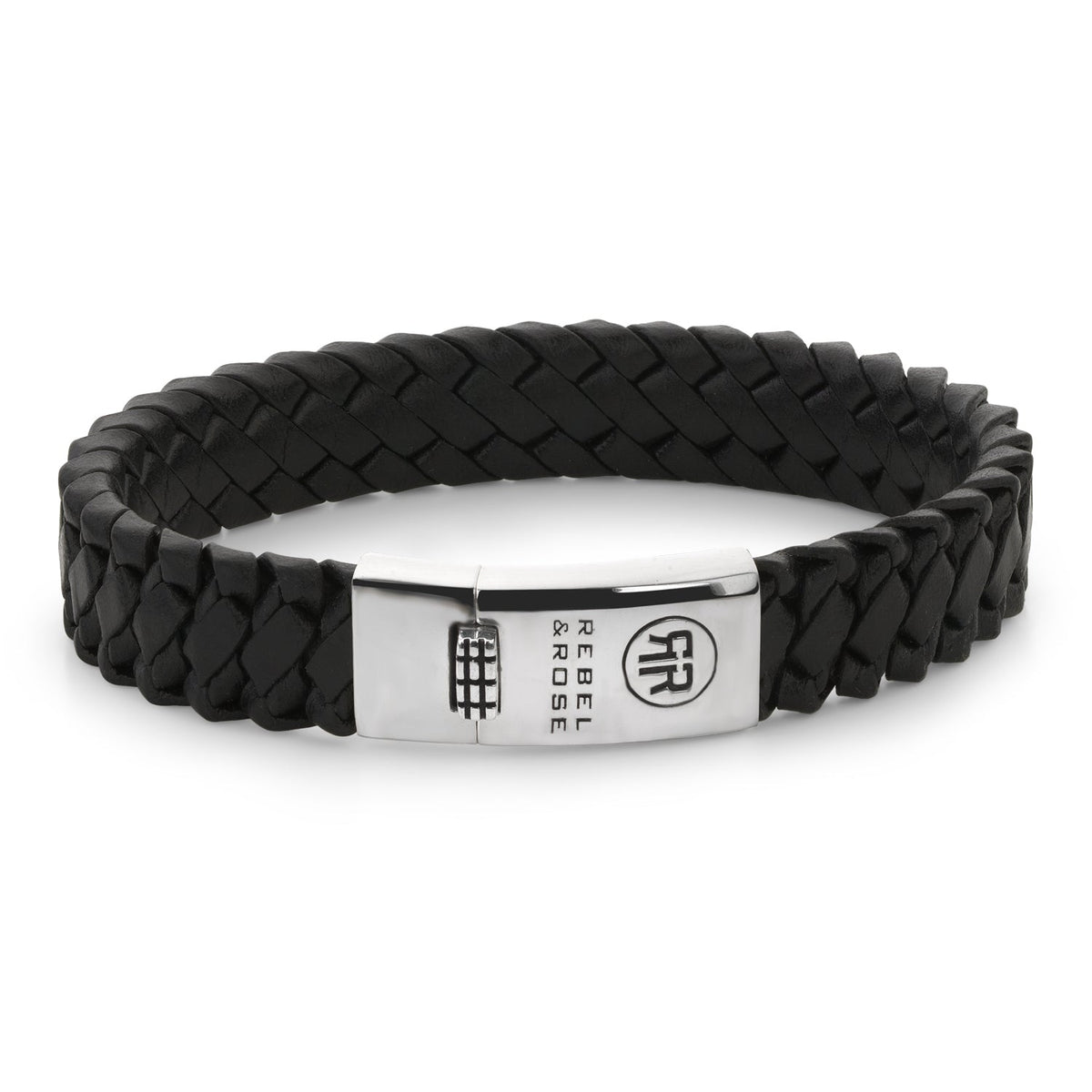 Rebel & Rose Braided Apollo Black leren armband - zwart