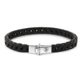 Rebel & Rose Mastery Collection - Small Braided Chain 230 Black leren armband - zwart