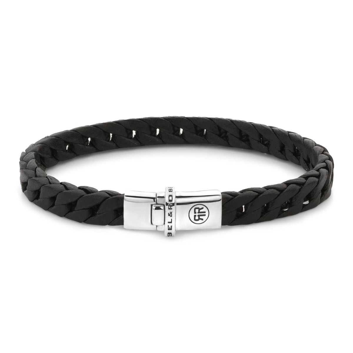 Rebel & Rose Mastery Collection - Small Braided Chain 230 Black leren armband - zwart
