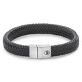 Rebel & Rose Full Metal Herringbone Matt leren armband - zwart