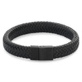 Rebel & Rose Full Metal Herringbone leren armband - zwart