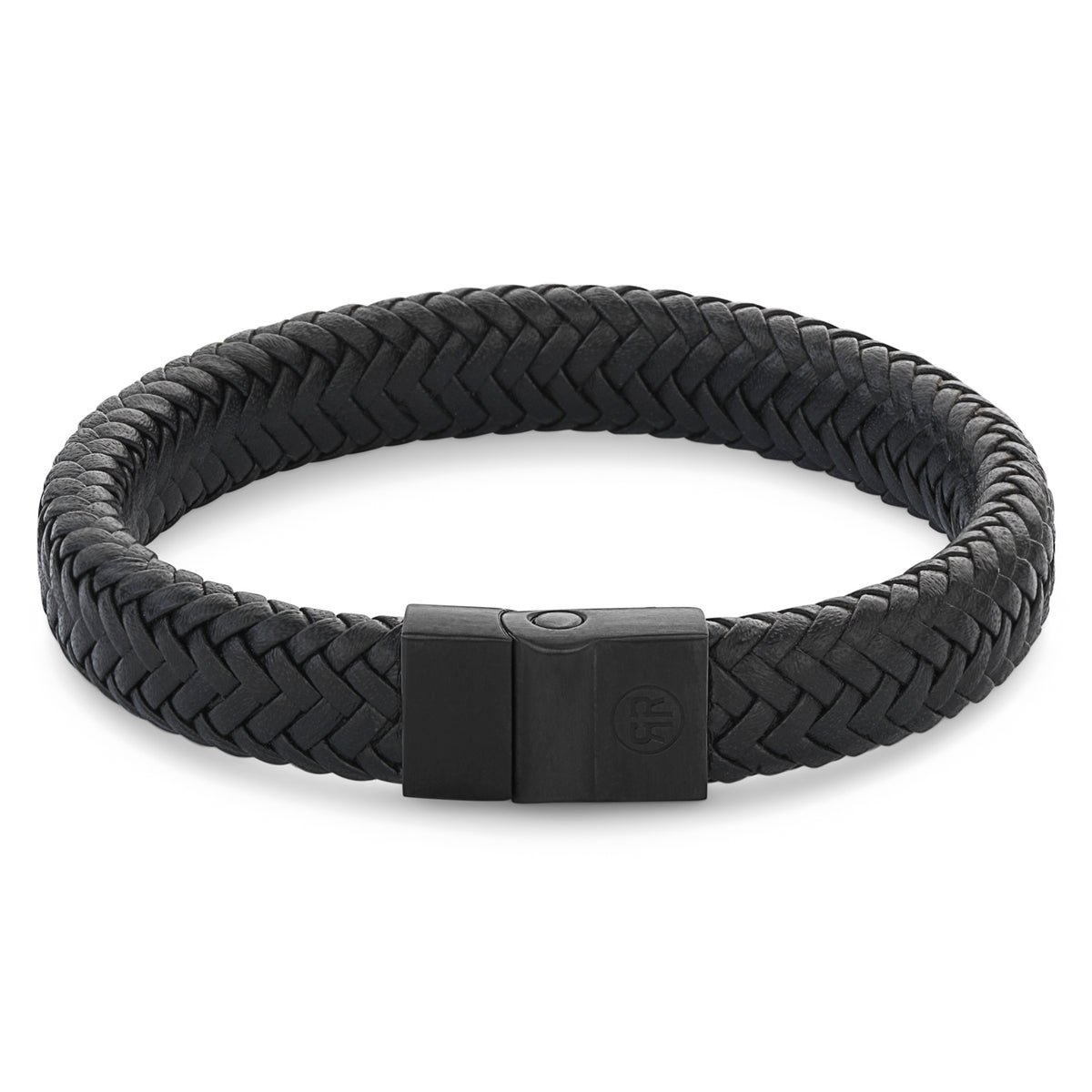 Rebel & Rose Full Metal Herringbone leren armband - zwart