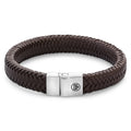 Rebel & Rose Full Metal Herringbone Brown Matt leren armband 12 mm - bruin