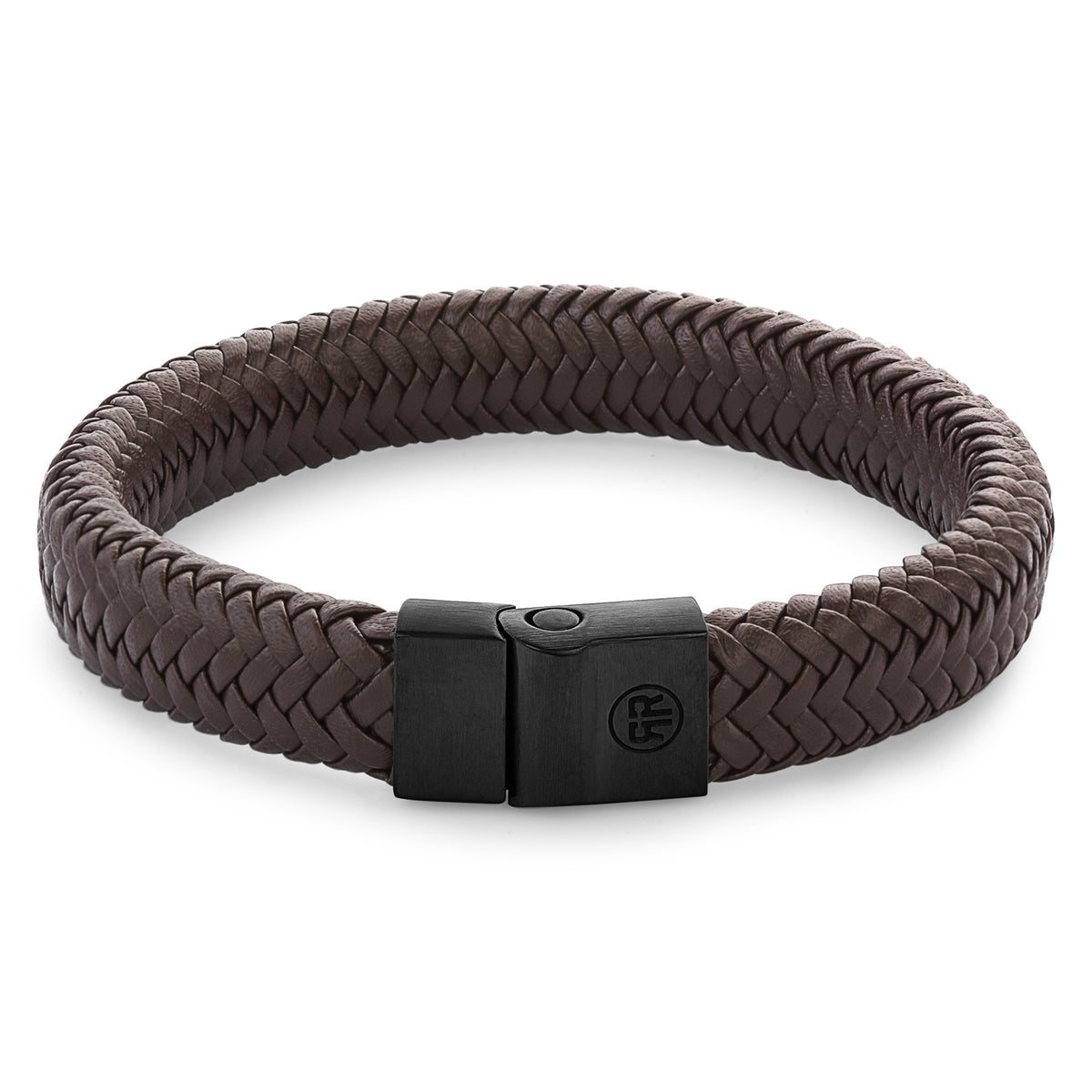 Rebel & Rose Full Metal Herringbone leren armband - bruin