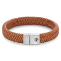 Rebel & Rose Full Metal Herringbone Cognac Matt leren armband