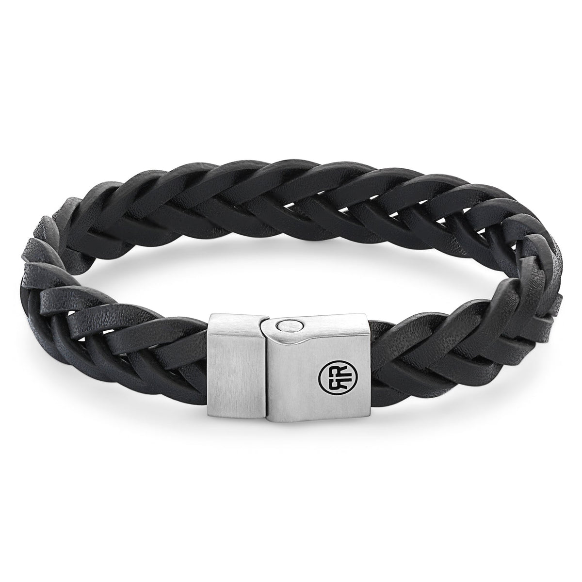 Rebel & Rose Full Metal Braided Black Matt leren armband