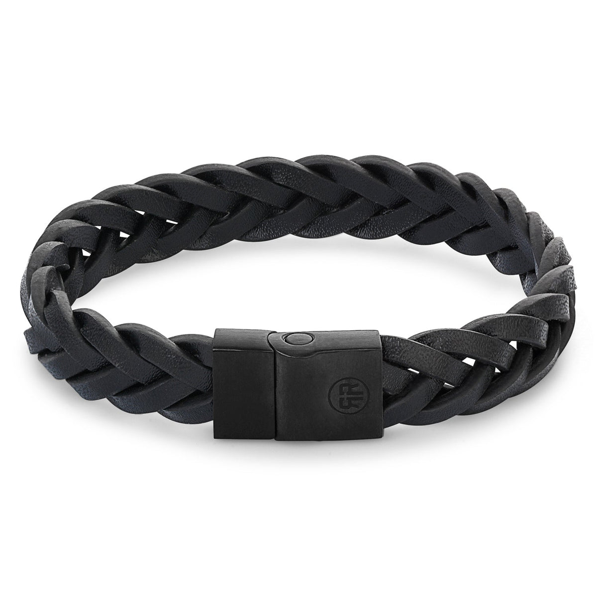 Rebel & Rose Full Metal Braided Black leren armband