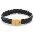 Rebel & Rose Full Metal Braided Black Gold leren armband