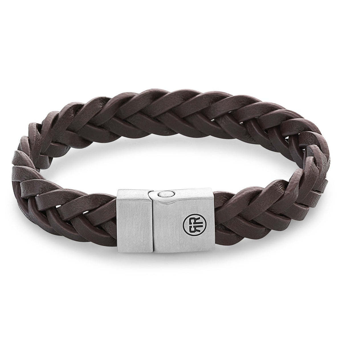 Rebel & Rose Full Metal Braided Brown Matt leren armband