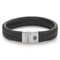 Rebel & Rose Full Metal Plaid Black Matt leren armband 15 mm - zwart