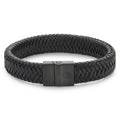 Rebel & Rose Full Metal Plaid Black Black leren armband 15 mm - zwart