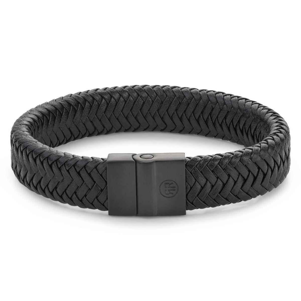 Rebel & Rose Full Metal Plaid Black Black leren armband 15 mm - zwart