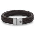 Rebel & Rose Full Metal Plaid Brown Matt leren armband 15 mm - bruin