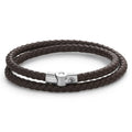 Rebel & Rose Full Metal Double Round Brown leren armband 10 mm - bruin