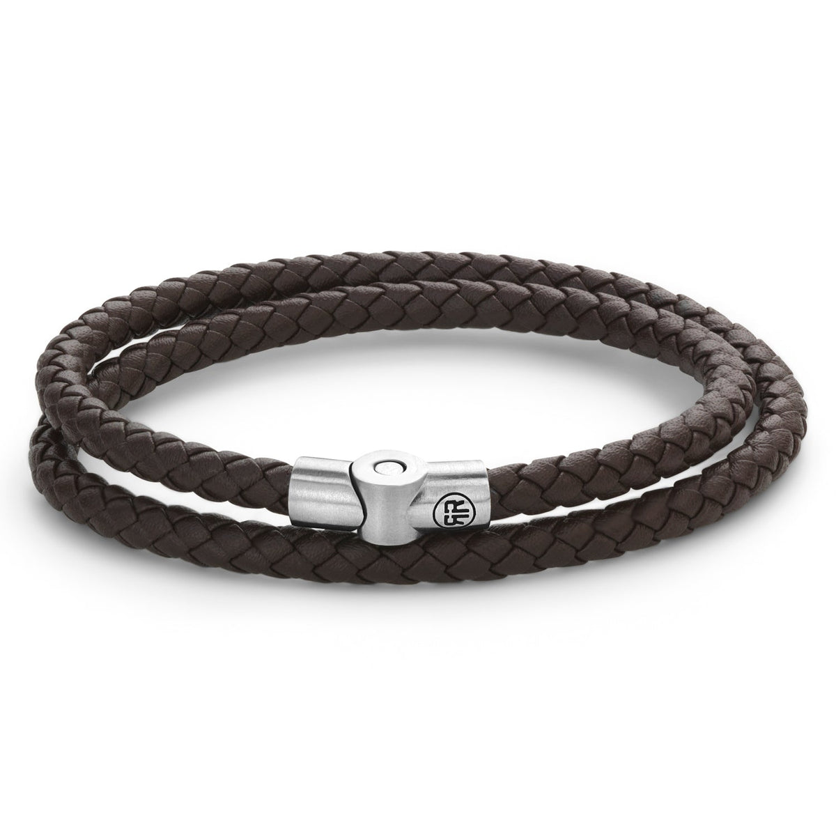 Rebel & Rose Full Metal Double Round Brown leren armband 10 mm - bruin