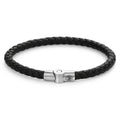 Rebel & Rose Full Metal Single Round Black leren armband - zwart
