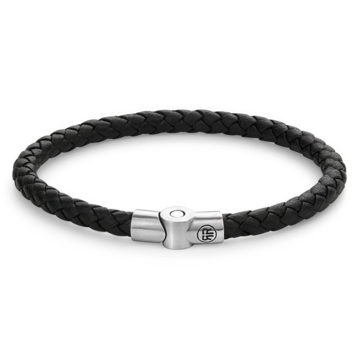 Rebel & Rose Full Metal Single Round Black leren armband - zwart