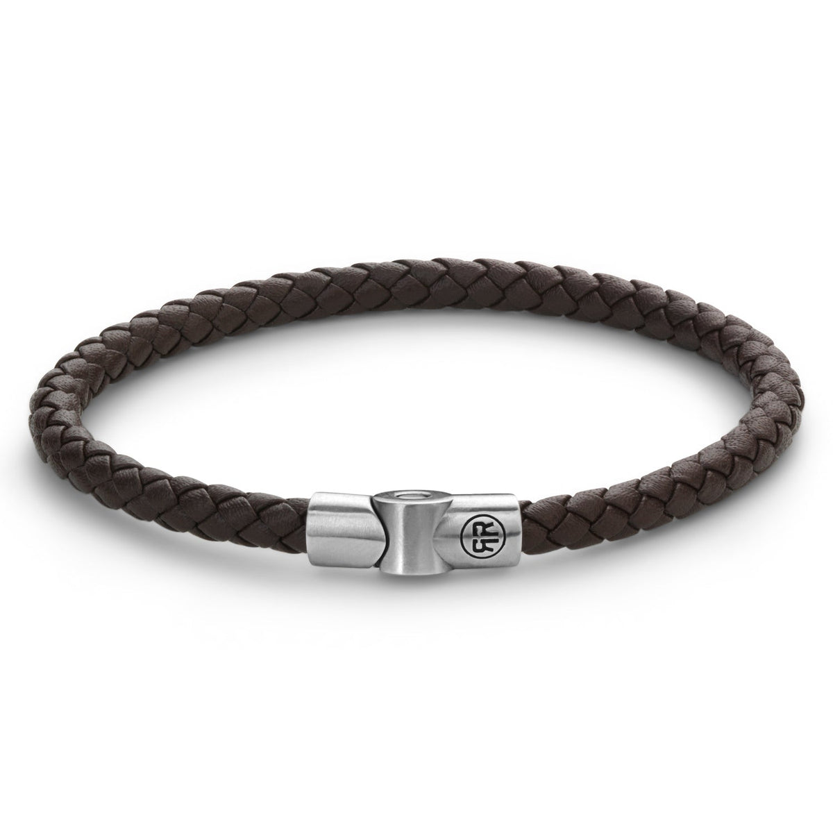 Rebel & Rose Full Metal Single Round Brown leren armband - bruin
