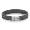 Rebel & Rose Full Metal Premium 12 mm Grey leren armband 12 mm - grijs