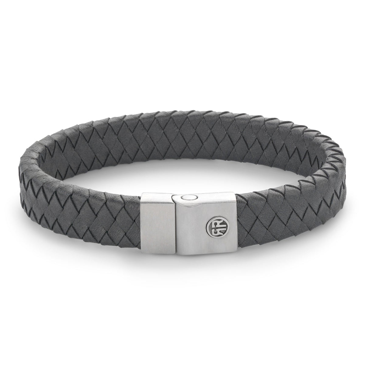 Rebel & Rose Full Metal Premium 12 mm Grey leren armband 12 mm - grijs