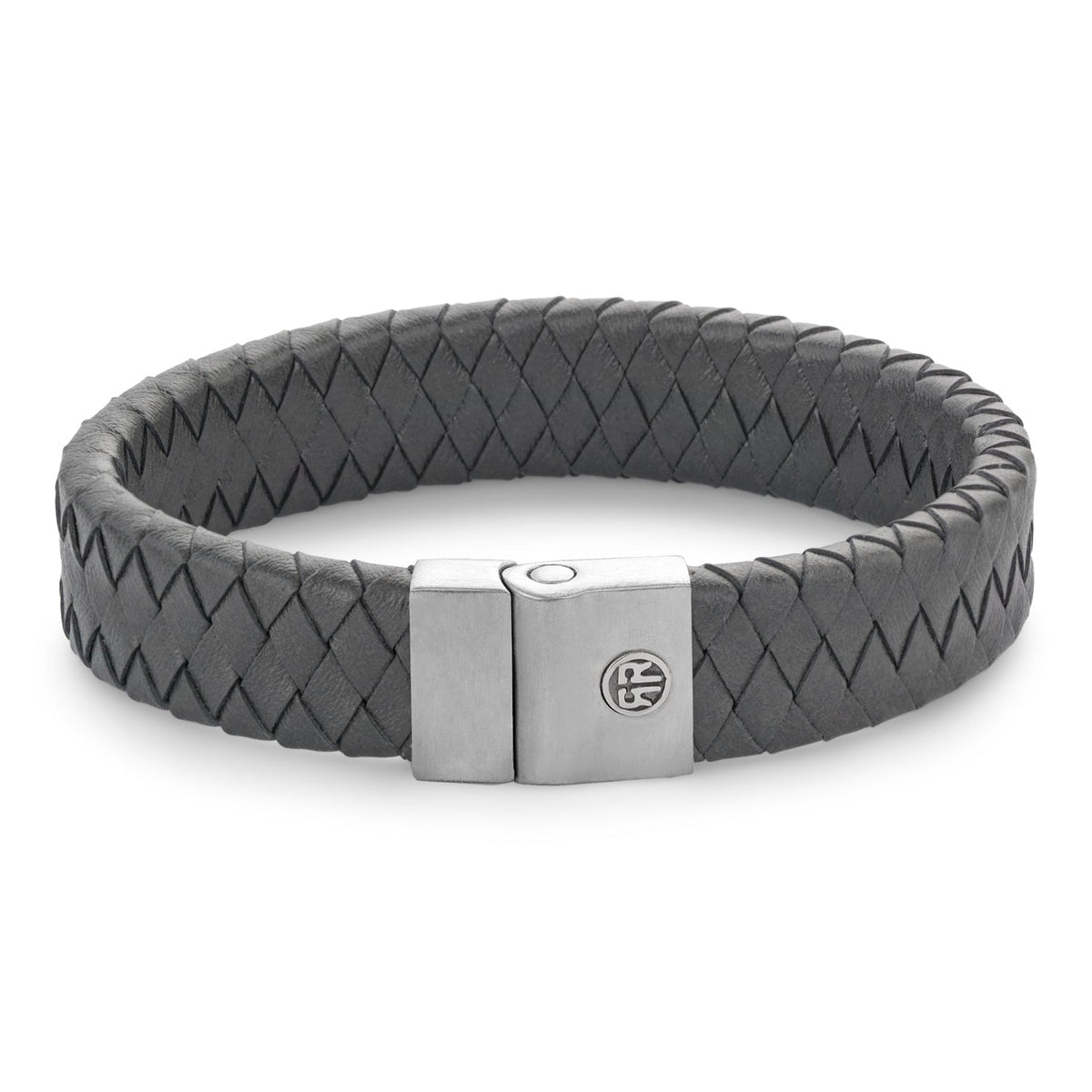 Rebel & Rose Full Metal Premium 15 mm Grey leren armband 15 mm - grijs