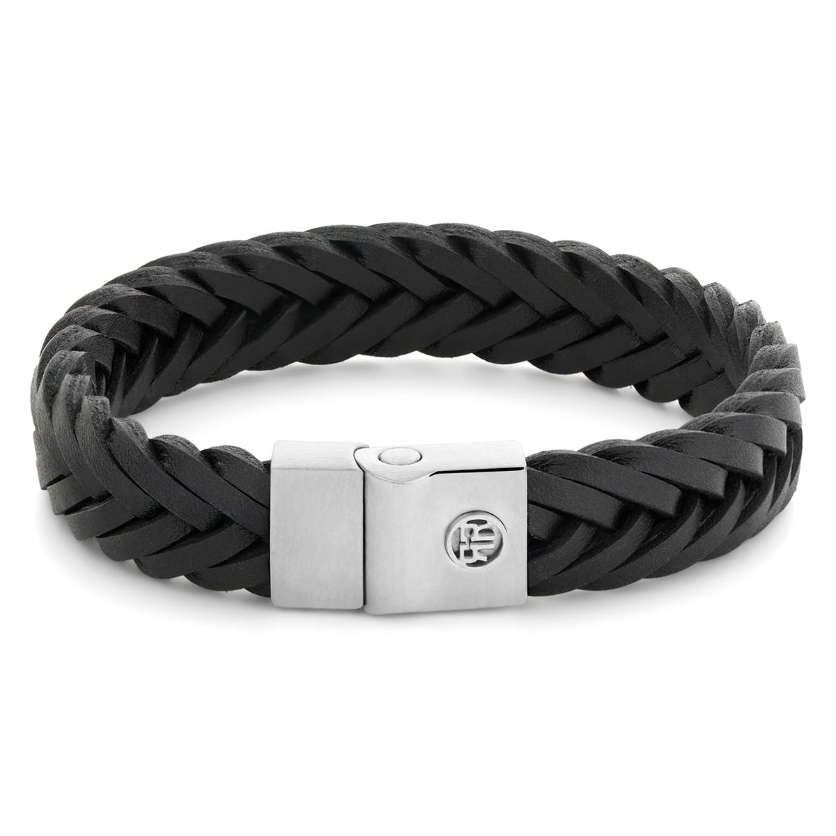 Rebel & Rose Full Metal Premium Braided 12 mm Black leren armband 12 mm - zwart