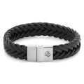 Rebel & Rose Full Metal Premium Braided 12 mm Black leren armband 12 mm - zwart