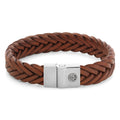 Rebel & Rose Full Metal Premium Braided 12 mm Cognac leren armband 12 mm - bruin