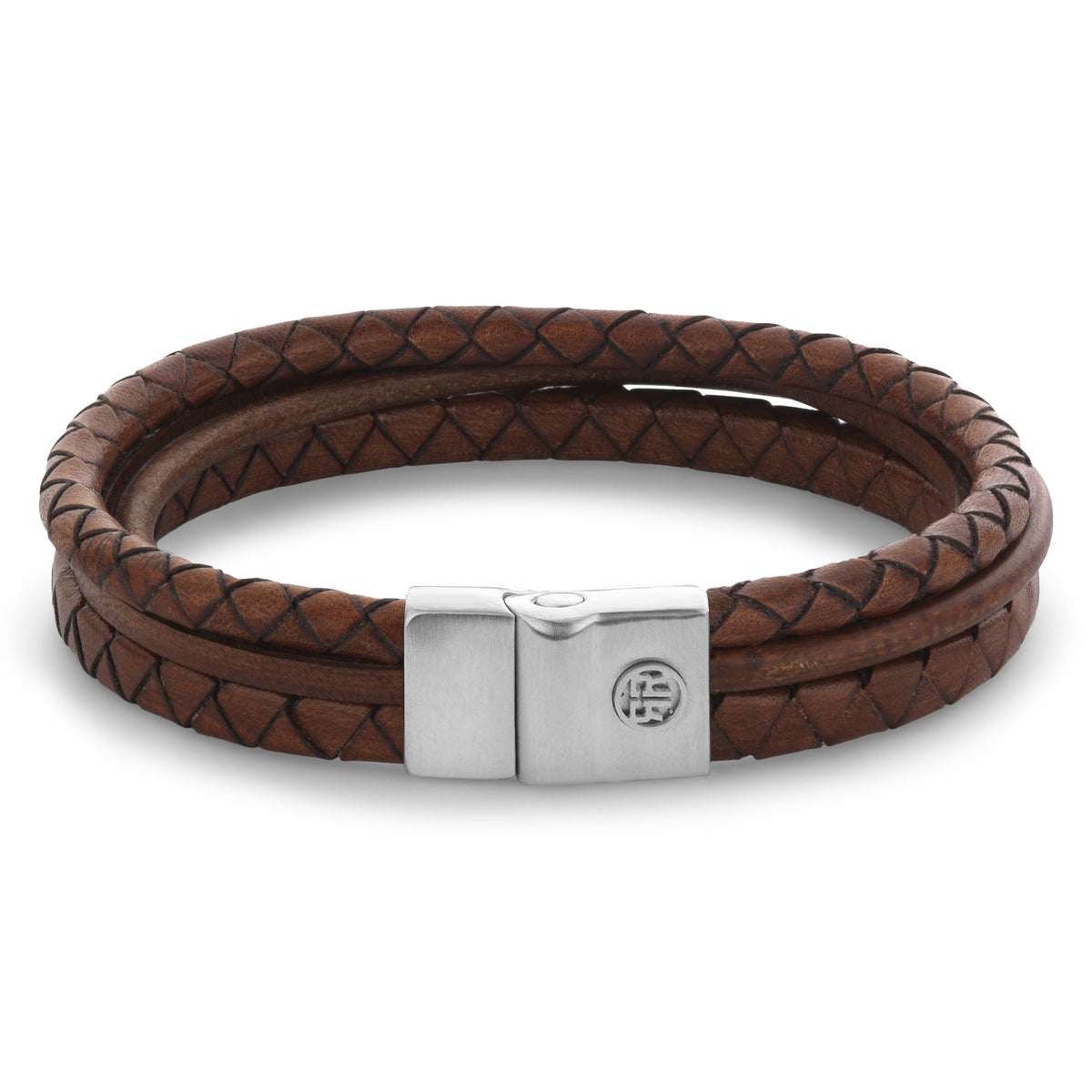 Rebel & Rose Full Metal Premium Combo 12 mm Cognac leren armband 12 mm - bruin