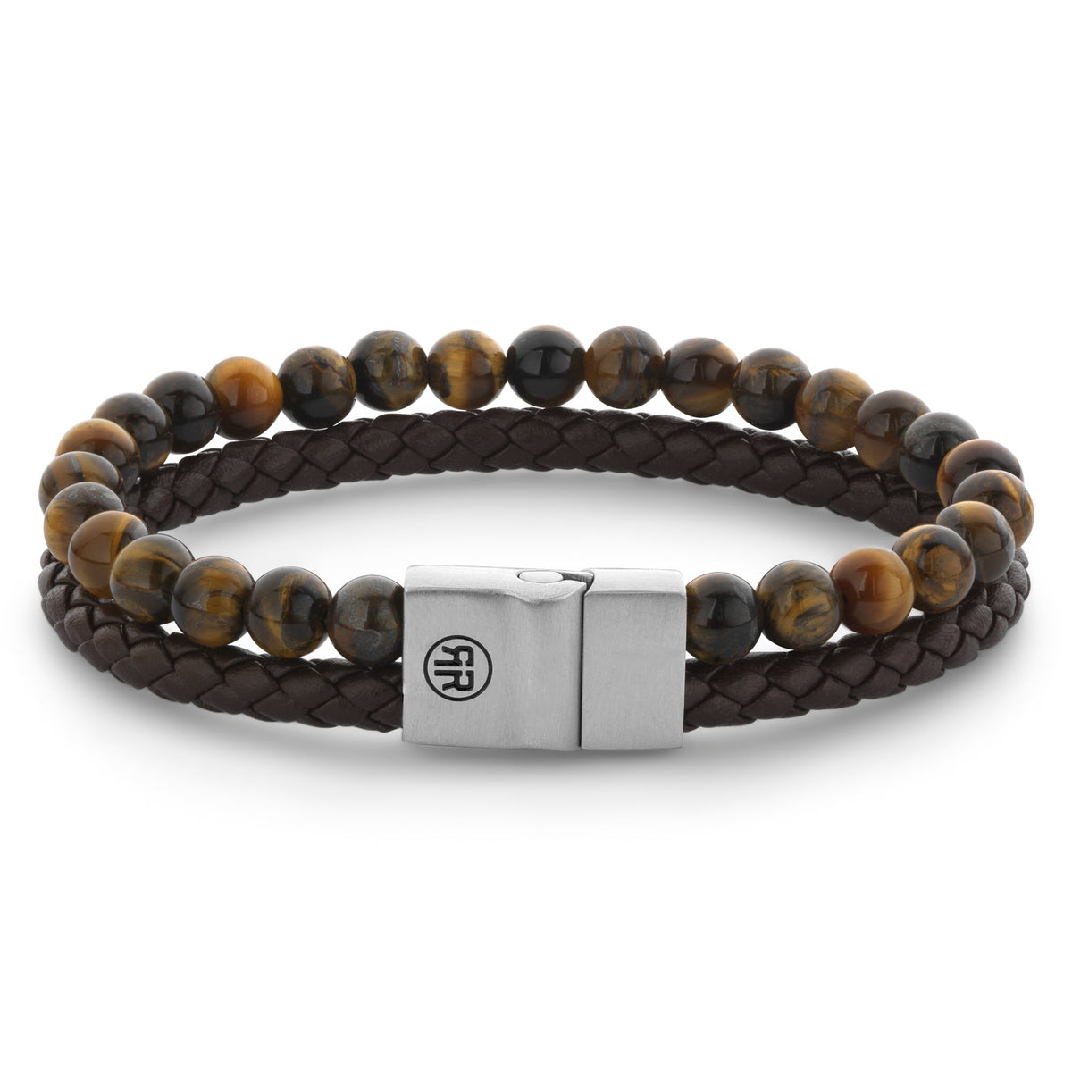 Rebel & Rose Full Metal Combo 12 mm Tiger Lily leren armband 12 mm - bruin